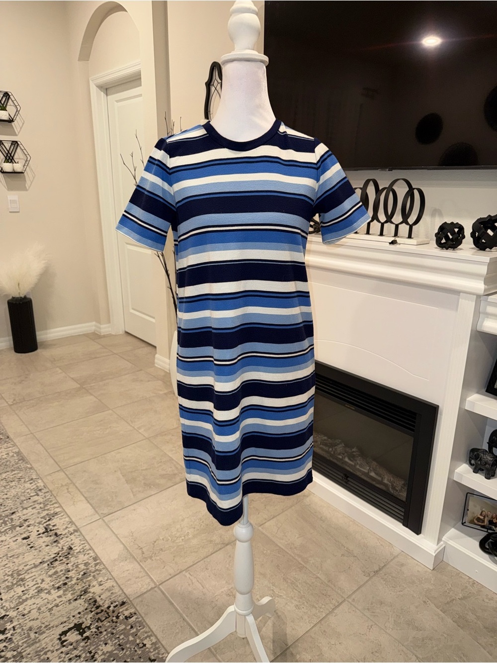 2 x 20$ Michael Kors Blue & Navy Striped Midi Dress Size XS